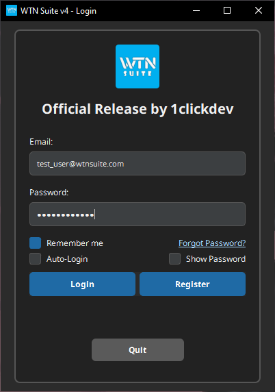 Screenshot: Login screen with Sign Up link