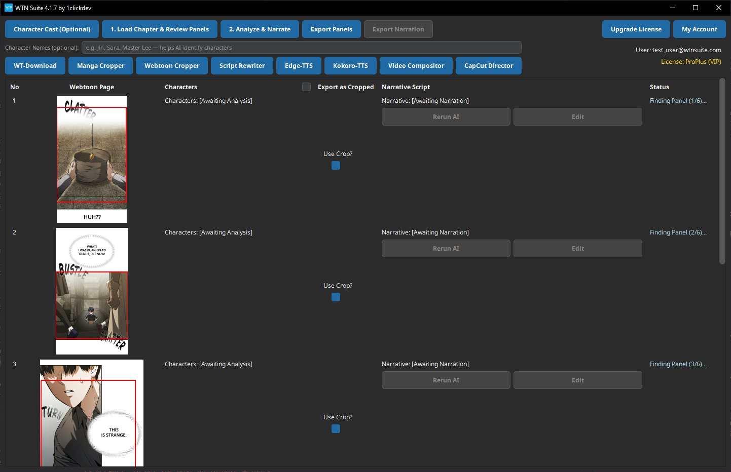 Screenshot: Main window showing the pipeline toolbar and panel grid