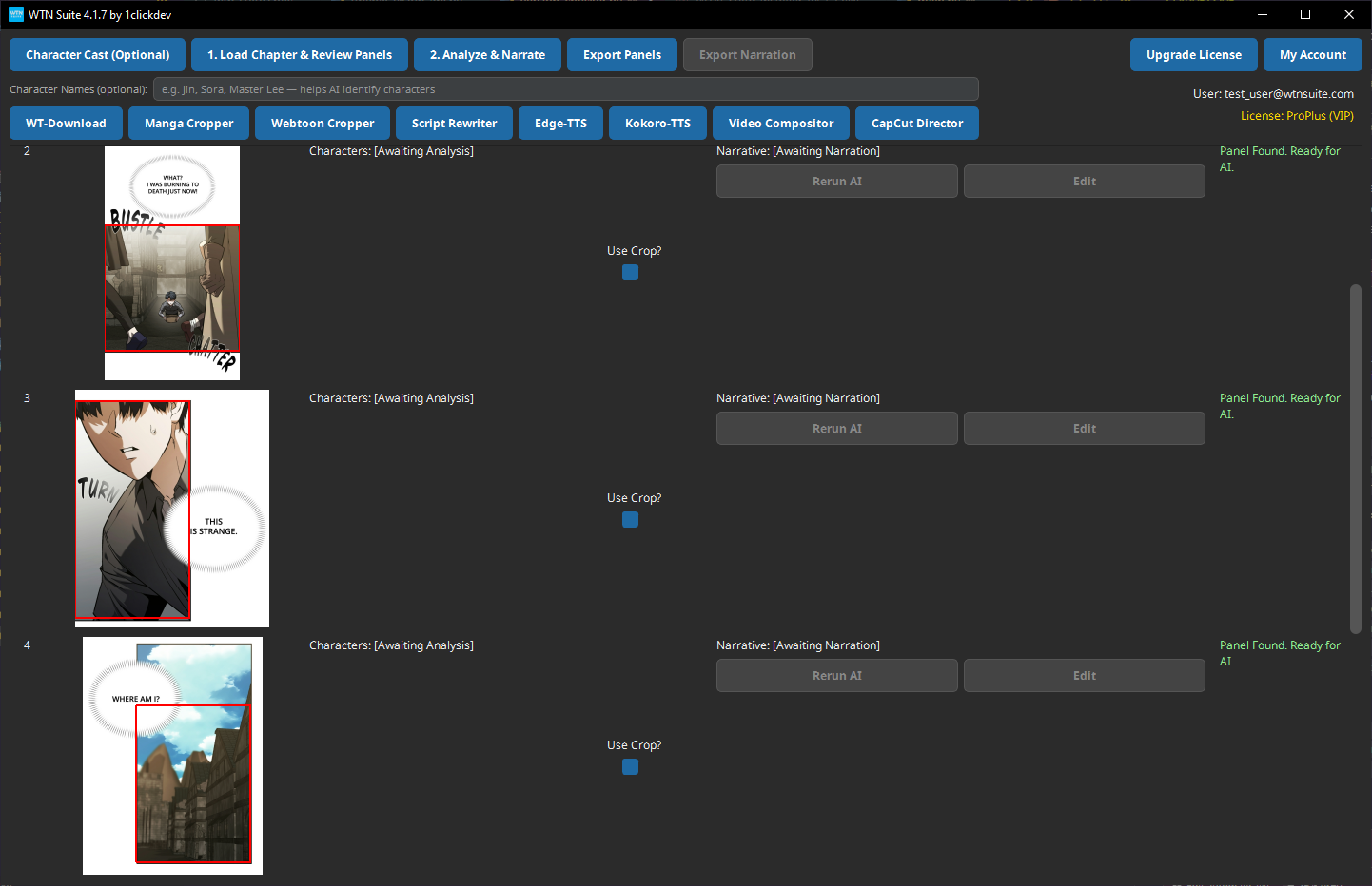 Screenshot: Before and after panel detection — showing a full page split into individual panels