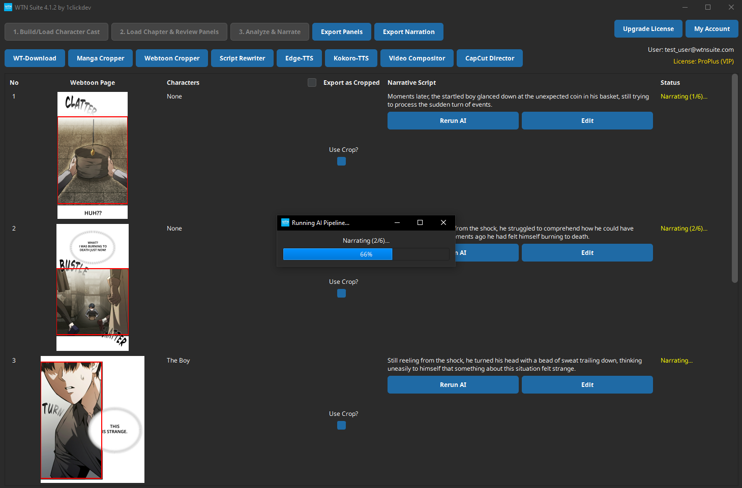 Screenshot: Progress bar showing AI pipeline running