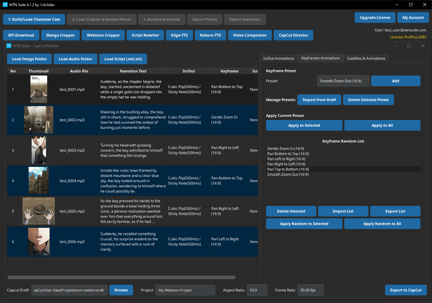 Screenshot: CapCut Director project settings