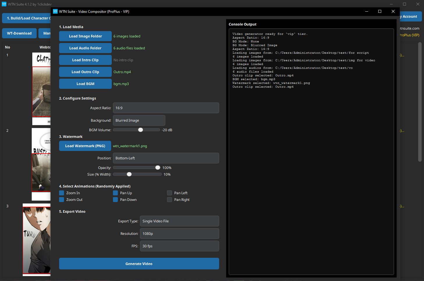 Screenshot: Video Compositor interface with panels and audio loaded